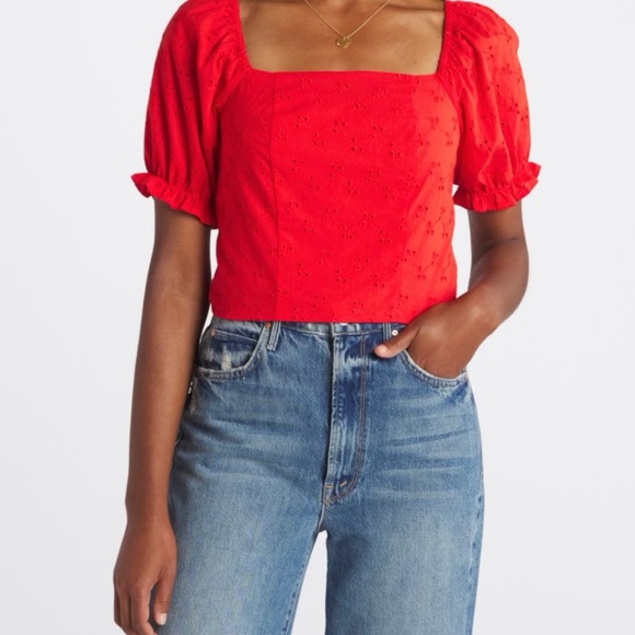 Mason and Belle Yesenia Back Tie Detail Eyelet Crop Top - Picture 1 of 4